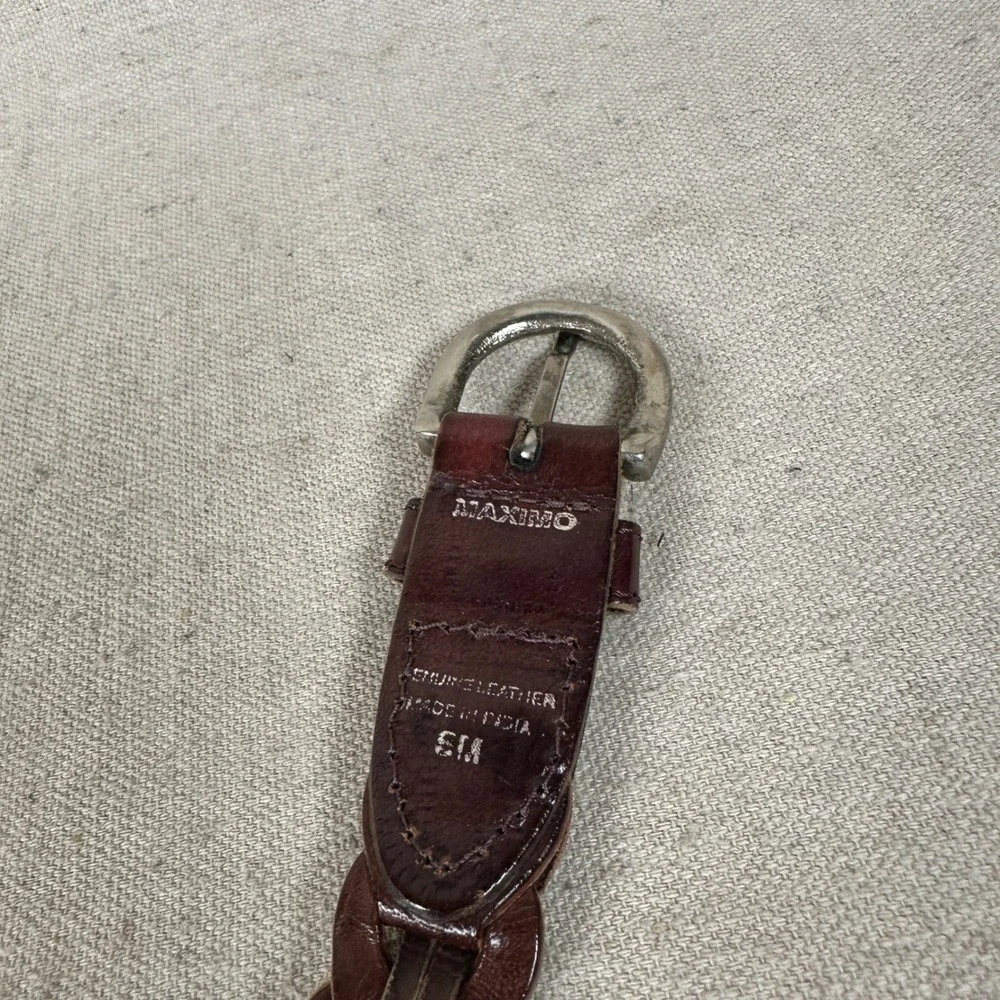 Western‎ Brown Braided Genuine Leather Belt Silver Flower Concho Accents Size SM
